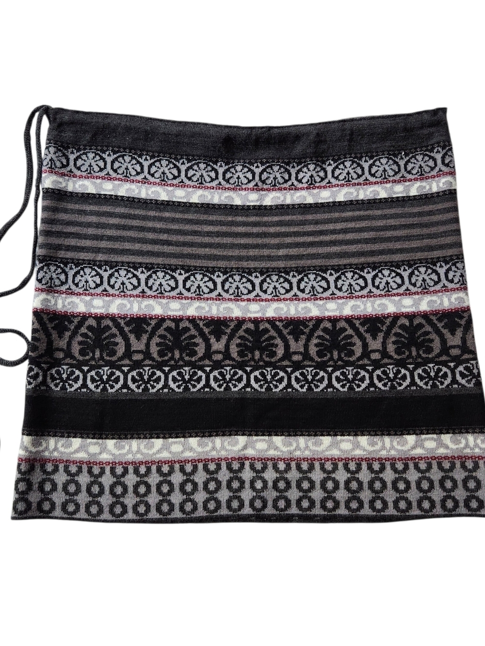 Icelandic Design Fair Isle Knit Wool Blend Skirt Tie Waist Size M